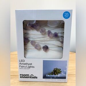 Room Essentials LED Amethyst LED Fairy String Lights, Battery Operated, NIB